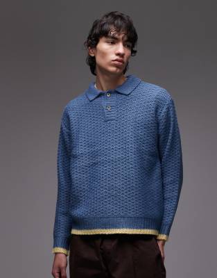 Obey Obey loreto polo knitted jumper in blue