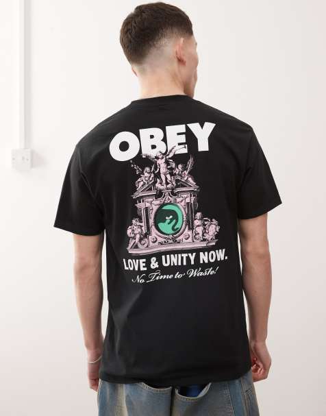 Obey – Love & Unity Now – Czarny T-shirt z grafiką i logo z przodu i z tyłu - view 1