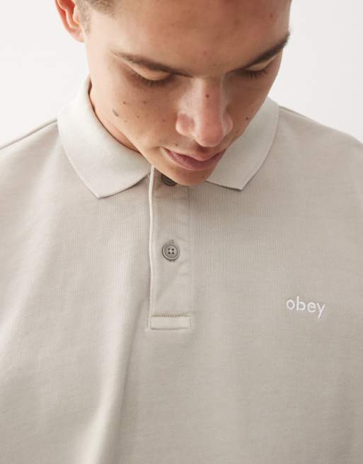 Obey – Lowercase Pigment – Polohemd in Beige mit Logo , 3 von 4