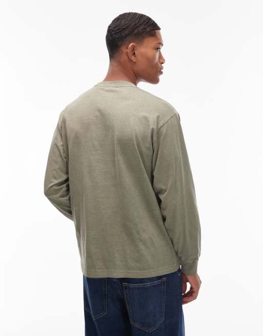 Obey - Lowercase - T-shirt met lange mouwen in pigment-dye kaki, 3 van 5