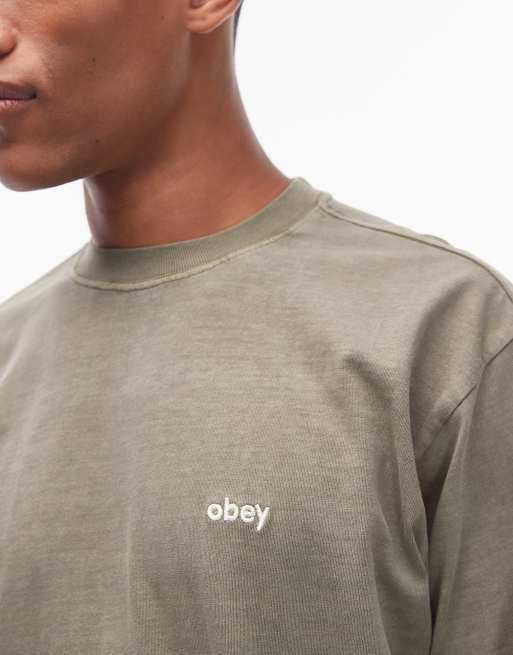 Obey - Lowercase - T-shirt met lange mouwen in pigment-dye kaki, 5 van 5