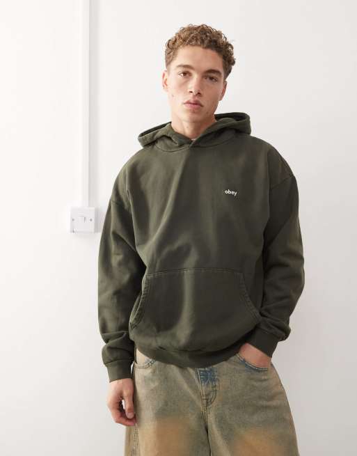Obey – Lowercase – Zielona pigmentowana bluza z kapturem