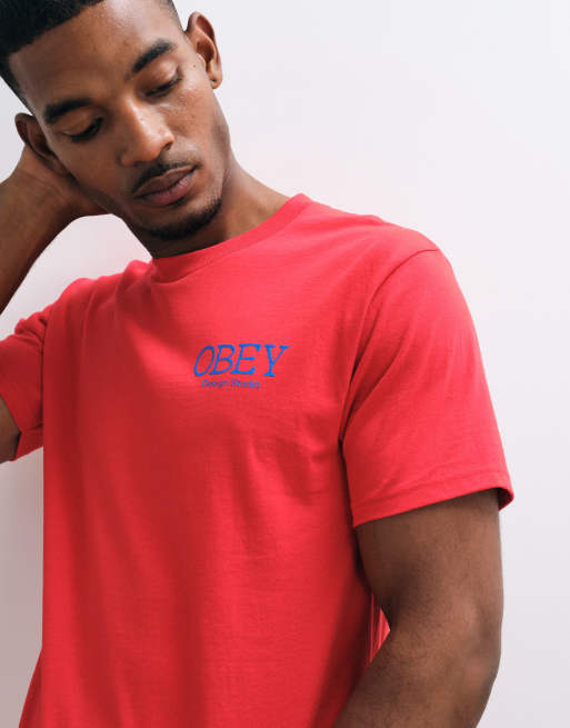 Obey lucky cat back graphic short sleeve t-shirt in red, 3 of 5