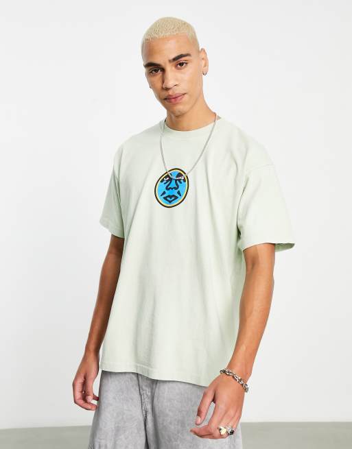 Obey - Lysegrøn T-shirt med cirkelformet ikonprint på ryggen, 3 af 4