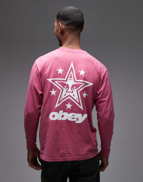 Obey - Maglietta a maniche lunghe bordeaux con stella - view 1
