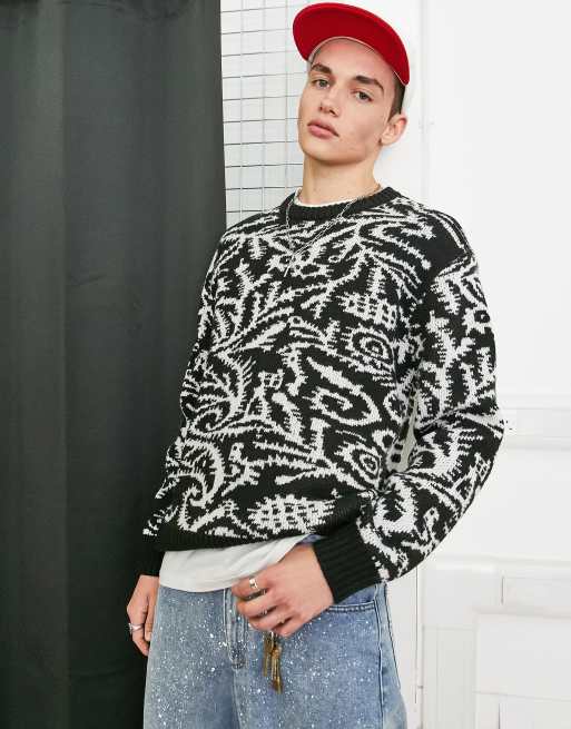 Black and white jumper mens sale