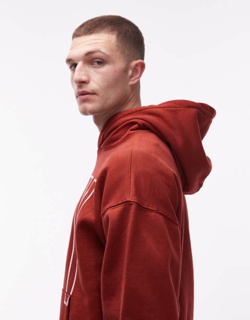 Obey - Manor - Sweat à capuche à enfiler coupe carrée - Rouge foncé délavé, 4 de 5