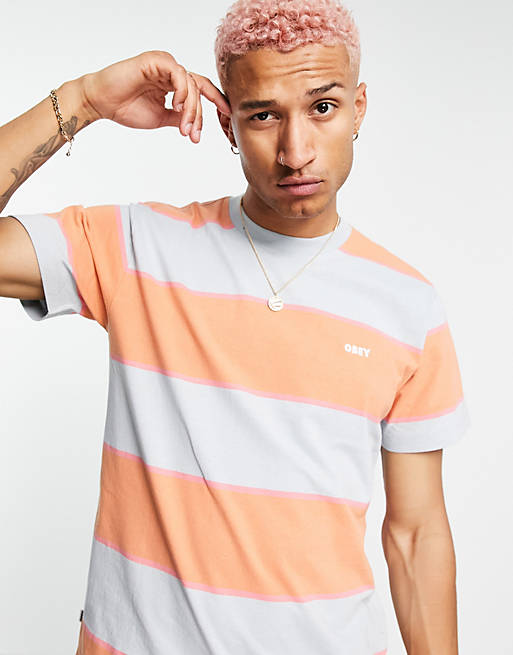 Obey marlon striped t-shirt in orange