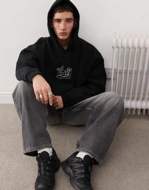 Obey - Massive - Hoodie van zware stof met grafische print in zwart - view 1