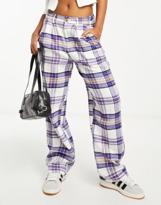 Obey max plaid trousers in blue - ASOS Price Checker