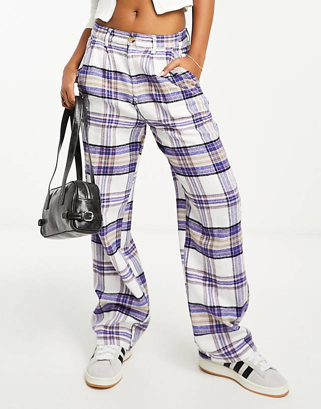 Obey - max plaid trousers in blue