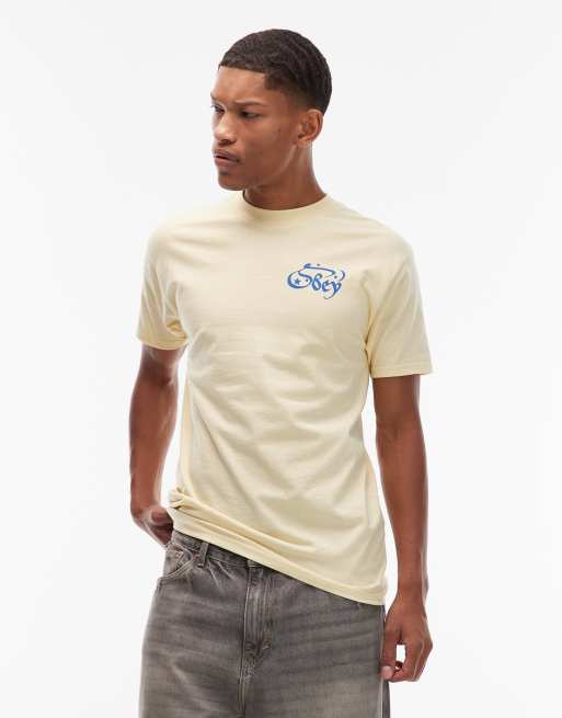 Obey moon and stars t-shirt in pale yellow, 3 of 5