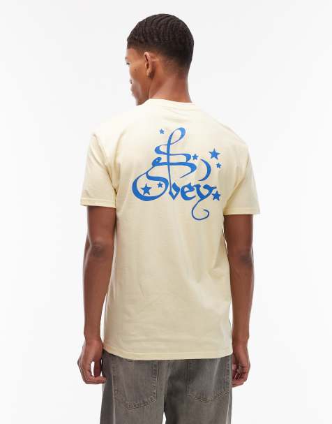 Obey moon and starts t-shirt in pale yellow - view 1