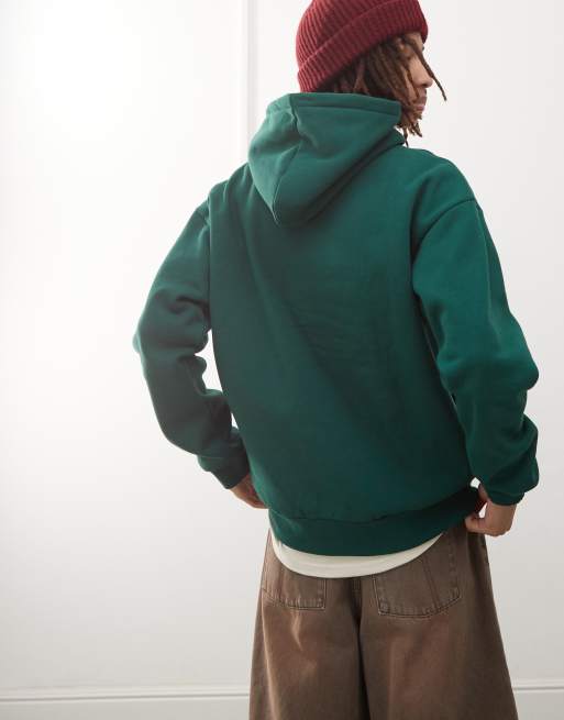 Obey – Mörkgrön, kraftig hoodie med logga i gemener , 2 av 4
