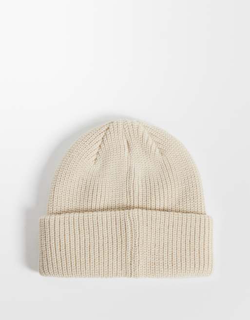 Obey mössa med logga, ribbstickad mudd, beige, 3 av 3