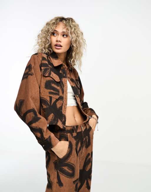 Obey - Nabi - Cropped overhemd van corduroy in bruin
