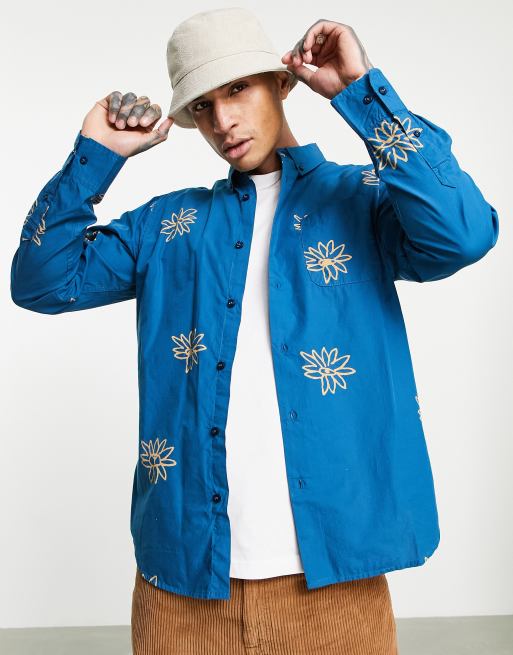 Obey - Natty - Camicia a maniche lunghe, colore blu