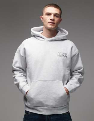 Obey Obey nico heavyweight oversized pullover hoodie in grey