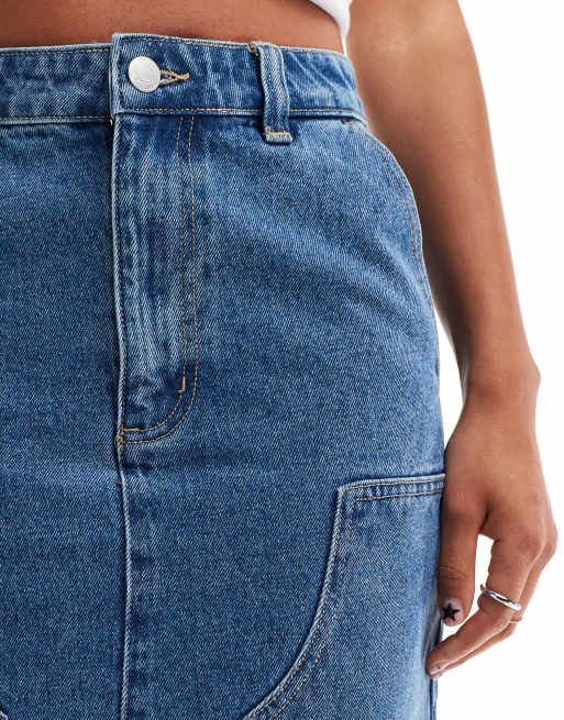 Obey – Niebieska jeansowa spódnica midi, 4 z 5