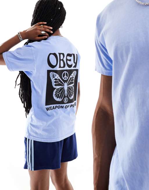 Obey – Niebieski T-shirt unisex z grafiką Weapon Of Peace, 3 z 4