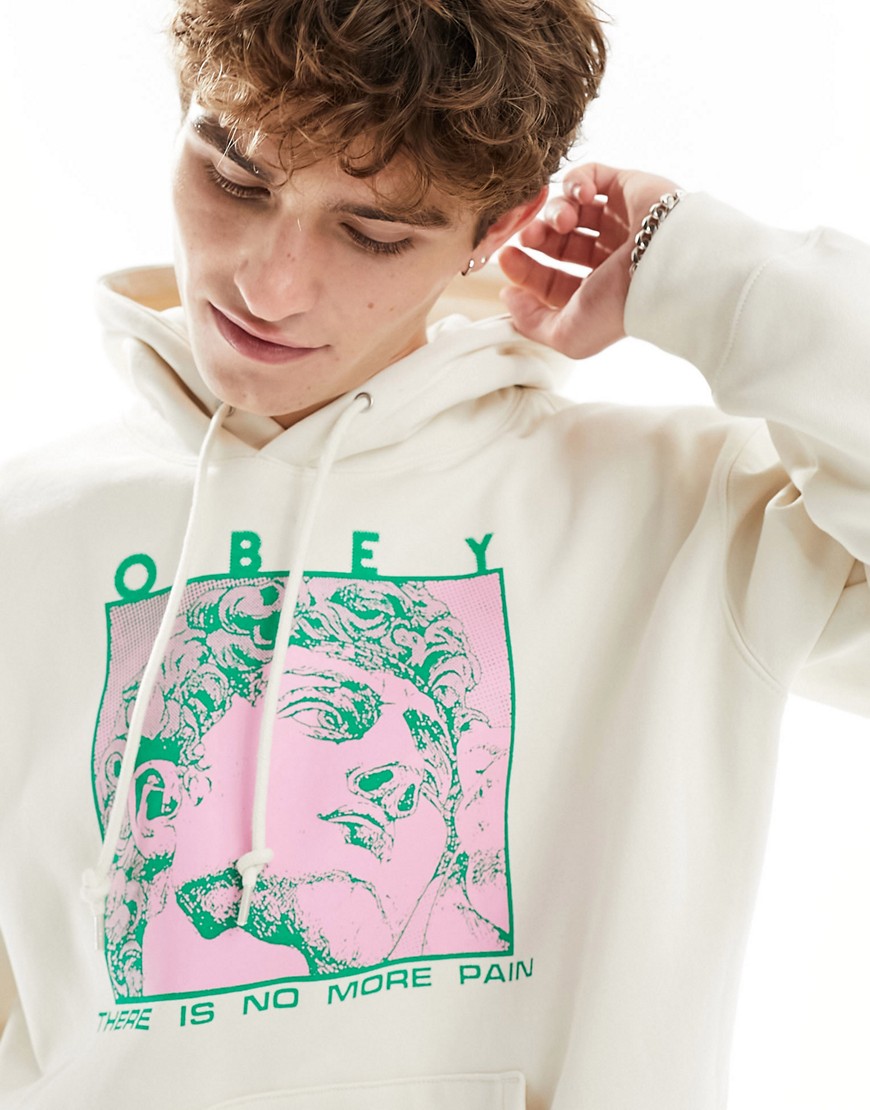 Obey no pain hoodie in off white