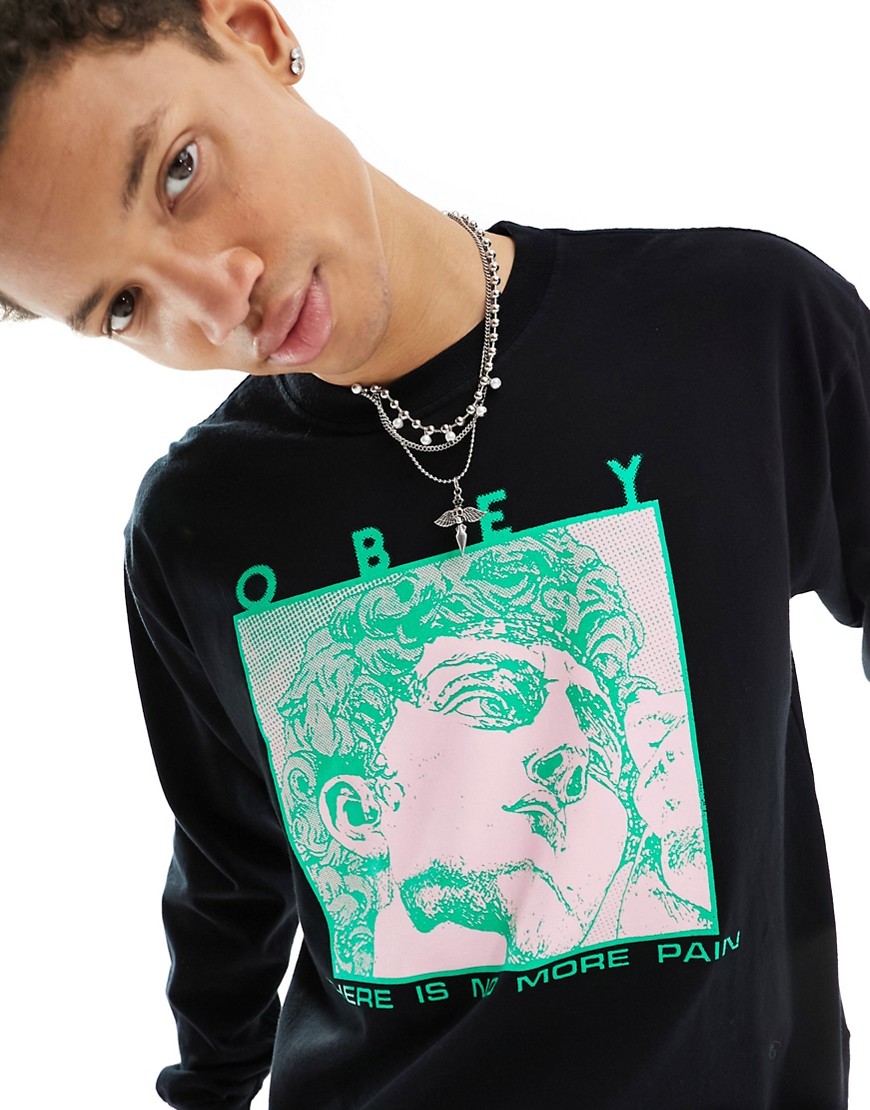 Obey no pain long sleeve top in black