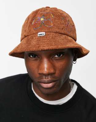 Obey nova bucket hat in brown cord