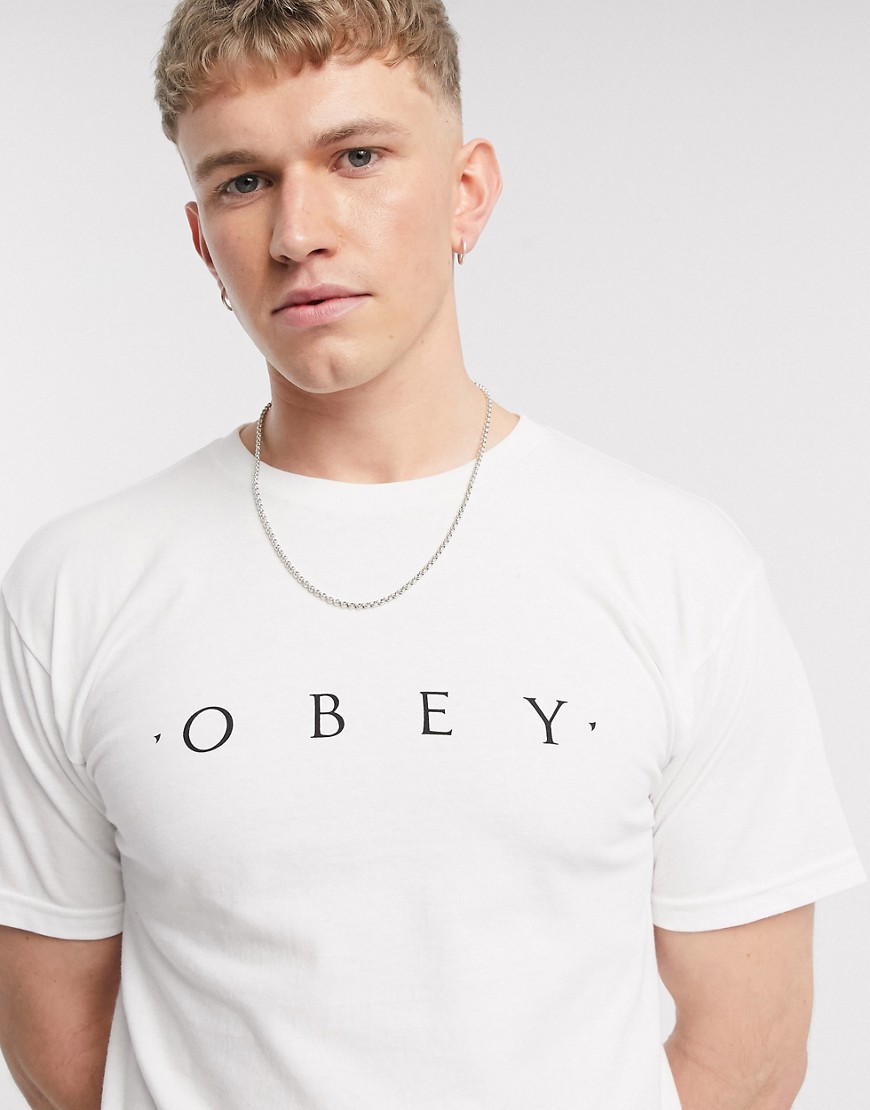 Obey - Novel - T-shirt con logo bianca-Bianco