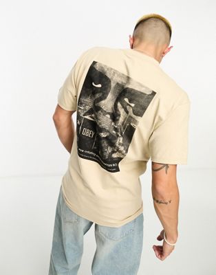 Obey nyc smog t-shirt in beige