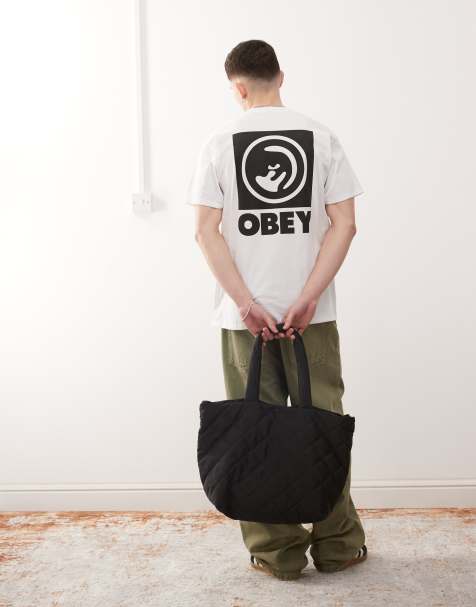 Obey obey bold eye graphic logo t-shirt with back print in white - view 1
