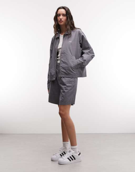 Obey - Olivia - Geruit jack met rits in grijs, deel van co-ord set , 2 van 4