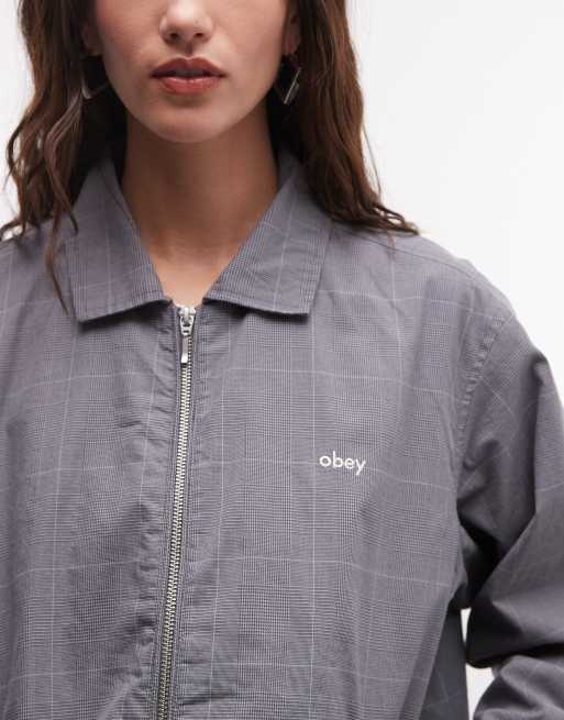 Obey - Olivia - Giacca grigia a quadri con zip in coordinato , 3 di 4