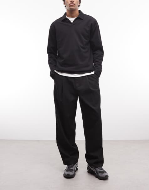 Obey otis pleated trousers in black