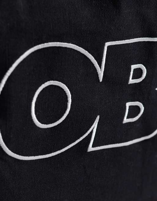 Obey outline logo canvas tote bag in black, 3 of 4