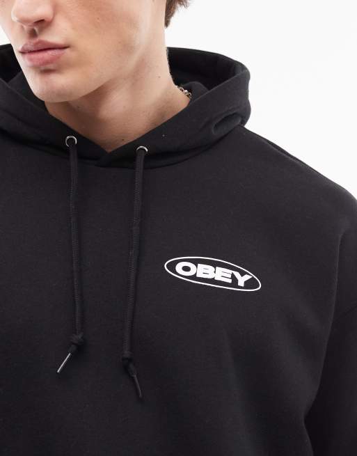 Obey – Oval Cities – Svart huvtröja med tryck baktill, 5 av 5