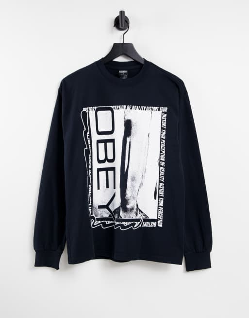 Obey oversized long sleeve t-shirt with back and front print