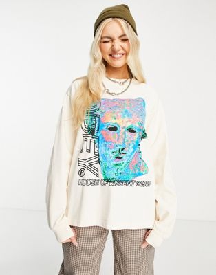 Obey oversized long sleeve t-shirt with logo & graphic