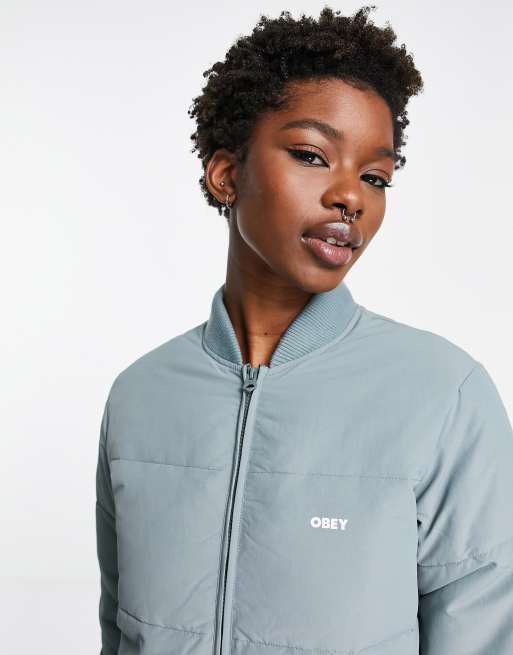 Obey oversized puffer coat with chest logo ASOS