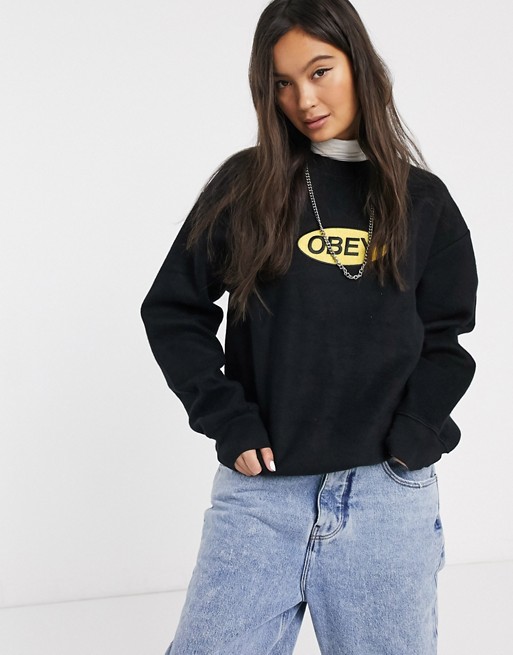Obey oversized sweatshirt with retro front logo