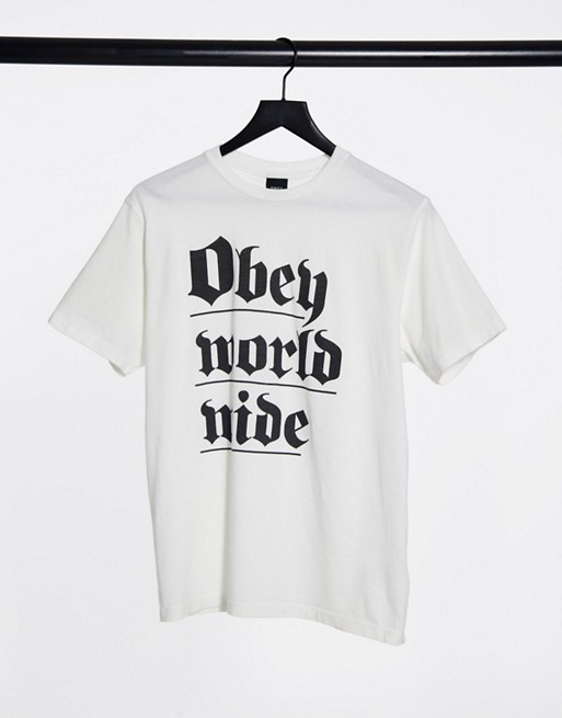 Obey oversized t-shirt with gothic logo front