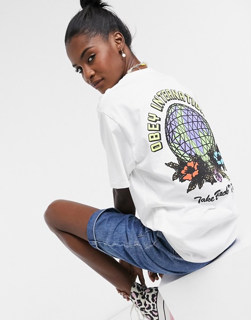 Obey oversized t-shirt with take back the planet graphic