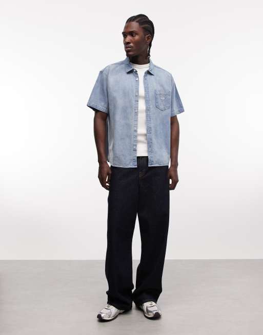 Obey – Owens – Kurzärmliges Jeanshemd in gebleichtem Indigoblau, 2 von 5