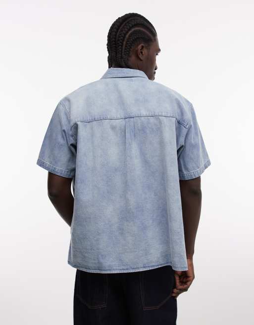 Obey – Owens – Kurzärmliges Jeanshemd in gebleichtem Indigoblau, 3 von 5