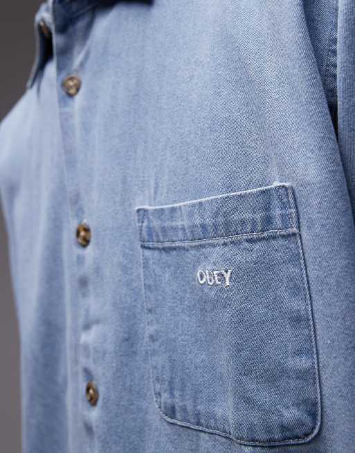 Obey – Pablo – Langärmliges Oversize-Jeanshemd in hellblauer Waschung, 5 von 5
