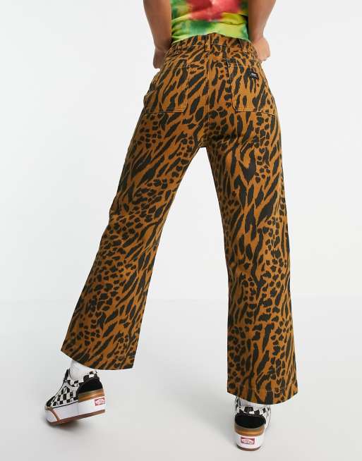 Obey - Pantaloni a fondo ampio e vita alta con stampa animalier, 2 di 4