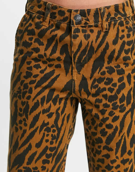 Obey - Pantaloni a fondo ampio e vita alta con stampa animalier, 3 di 4