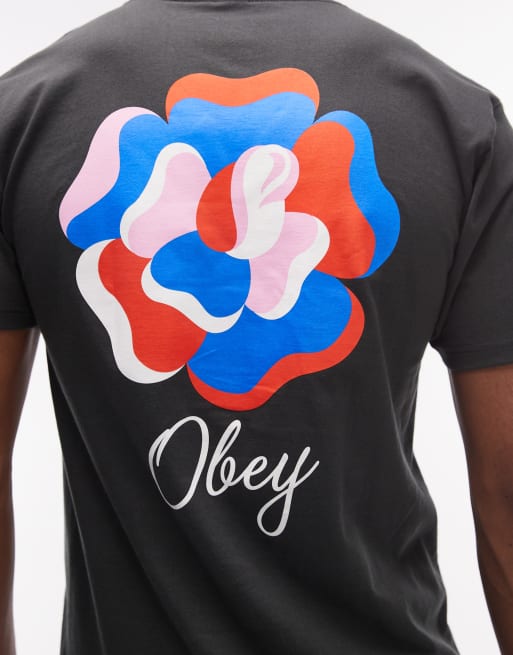 Obey - Paper Rose - Sort T-shirt med grafisk print på ryggen, 5 af 5