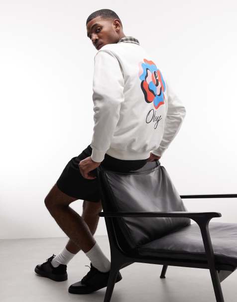 Obey - Paper Rose - Sweatshirt met grafische roosprint op de achterkant in gebroken wit - view 1