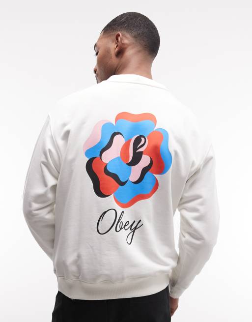 Obey - Paper Rose - Sweatshirt met grafische roosprint op de achterkant in gebroken wit, 2 van 5