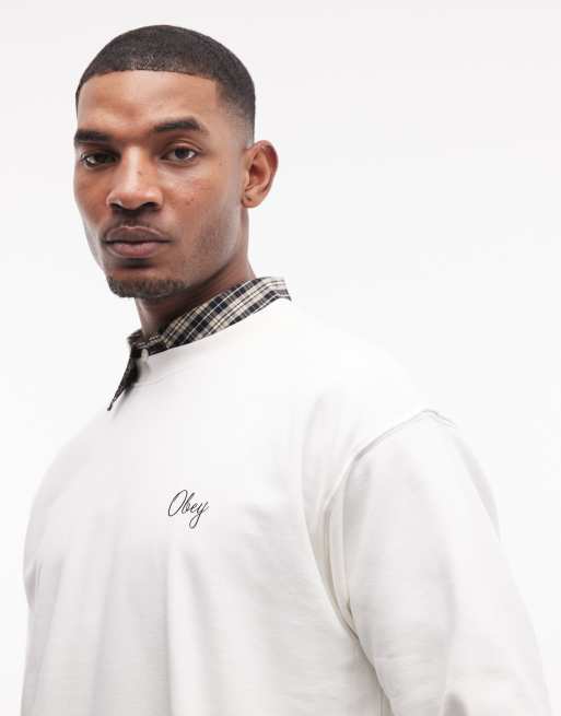 Obey - Paper Rose - Sweatshirt met grafische roosprint op de achterkant in gebroken wit, 5 van 5